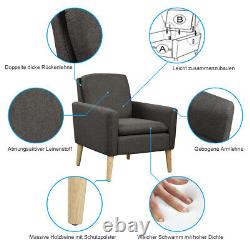 High Wing Back Armchair Linen Cloth Chair Fireside Seat Living Room Lounge UK