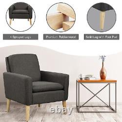 High Wing Back Armchair Linen Cloth Chair Fireside Seat Living Room Lounge UK