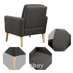 High Wing Back Armchair Linen Cloth Chair Fireside Seat Living Room Lounge UK