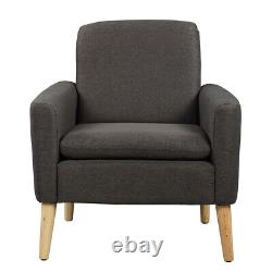 High Wing Back Armchair Linen Cloth Chair Fireside Seat Living Room Lounge UK