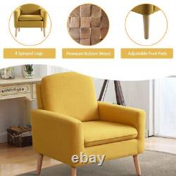 High Wing Back Armchair Linen Cloth Chair Fireside Seat Living Room Lounge UK