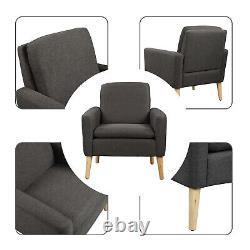 High Wing Back Armchair Linen Cloth Chair Fireside Seat Living Room Lounge UK