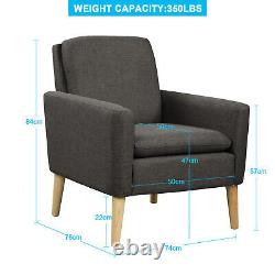 High Wing Back Armchair Linen Cloth Chair Fireside Seat Living Room Lounge UK