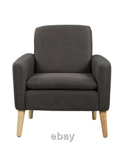 High Wing Back Armchair Linen Cloth Chair Fireside Seat Living Room Lounge UK