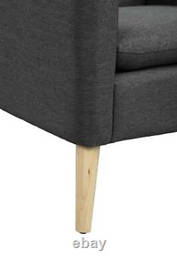 High Wing Back Armchair Linen Cloth Chair Fireside Seat Living Room Lounge UK