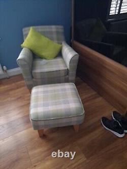 High Wing Back Armchair Tartan Fabric Chair Fireside Seat Living Room Lounge UK