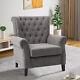 High Wing Back Armchair Velvet Chair Fireside Seat Living Room Lounge Wood Legs