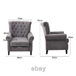 High Wing Back Armchair Velvet Chair Fireside Seat Living Room Lounge Wood legs