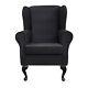 High Wing Back Fireside Chair Black Pimlico Fabric Easy Armchair Orthopaedic Uk