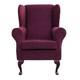High Wing Back Fireside Chair Boucle Claret Fabric Seat Easy Armchair Queen Anne