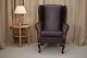High Wing Back Fireside Chair Chestnut Faux Leather Easy Armchair Orthopaedic Uk