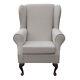 High Wing Back Fireside Chair Dobby Slate Fabric Seat Easy Armchair Queen Anne