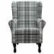 High Wing Back Fireside Chair Dove Grey Fabric Seat Easy Armchair Queen Anne Uk