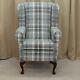 High Wing Back Fireside Chair Dove Grey Fabric Seat Easy Armchair Queen Anne Uk