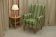 High Wing Back Fireside Chair Jura Sage Green Fabric Easy Armchair Queen Anne Uk