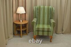 High Wing Back Fireside Chair Jura Sage Green Fabric Easy Armchair Queen Anne UK