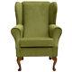 High Wing Back Fireside Chair Lime Azzuro Fabric Armchair Queen Anne Uk