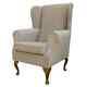 High Wing Back Fireside Chair Mink Dimple Fabric Seat Easy Armchair Queen Anne