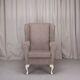 High Wing Back Fireside Chair Mink Topaz Fabric Seat Easy Armchair Queen Anne Uk