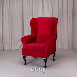 High Wing Back Fireside Chair Pimlico Rouge Fabric Seat Easy Armchair Queen Anne