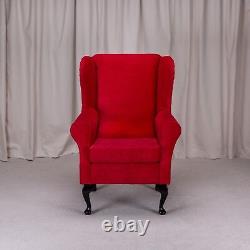 High Wing Back Fireside Chair Pimlico Rouge Fabric Seat Easy Armchair Queen Anne