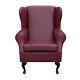 High Wing Back Fireside Chair Red Faux Leather Seat Easy Armchair Queen Anne Uk