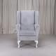 High Wing Back Fireside Chair Silver Oleandro Fabric Easy Armchair Queen Anne Uk