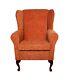 High Wing Back Fireside Chair Weave Paprika Fabric Seat Easy Armchair Queen Anne