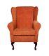 High Wing Back Fireside Chair Weave Paprika Fabric Seat Easy Armchair Queen Anne