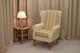 High Wing Back Fireside Chair Wheat Stripe Fabric Seat Easy Armchair Orthopaedic