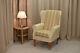High Wing Back Fireside Chair Wheat Stripe Fabric Seat Easy Armchair Orthopaedic