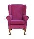 High Wing Back Fireside Chair In Pink Azzuro Fabric On Queen Anne / Tapered Leg