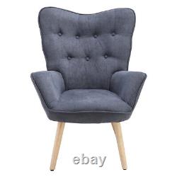 High Wing Back Lounge Chair Fireside Armchair Footstool Living Room Single Sofa