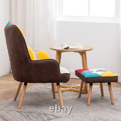 High Wing Back Lounge Chair Fireside Armchair Footstool Living Room Single Sofa