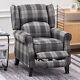 High Wingback Armchair Tartan Fabric Fireside Recliner Chairs Living Room Lounge