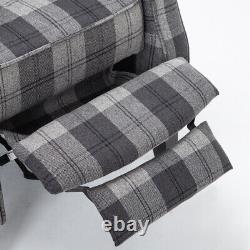 High Wingback Armchair Tartan Fabric Fireside Recliner Chairs Living Room Lounge