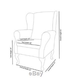 High Wingback Fireside Chair Brick Cream Luxury Velvet Fabric Seat Easy Armchair