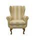 High Wingback Fireside Chair Gold Fabric Seat Easy Armchair Queen Anne Legs Uk