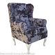 High Wingback Fireside Lavender Fabric Seat Easy Armchair Queen Anne Legs Uk