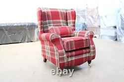 High back Sherlock Wing Chair Tartan Fireside Fabric Upholstered Fabric Lounge