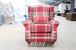 High back Sherlock Wing Chair Tartan Fireside Fabric Upholstered Fabric Lounge