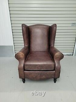 Hsl'glenmore' Distressed Brown Leather Wingback Chair Wing Back, Fireside