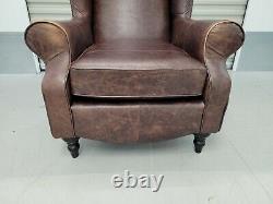 Hsl'glenmore' Distressed Brown Leather Wingback Chair Wing Back, Fireside