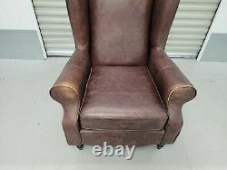 Hsl'glenmore' Distressed Brown Leather Wingback Chair Wing Back, Fireside