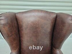 Hsl'glenmore' Distressed Brown Leather Wingback Chair Wing Back, Fireside