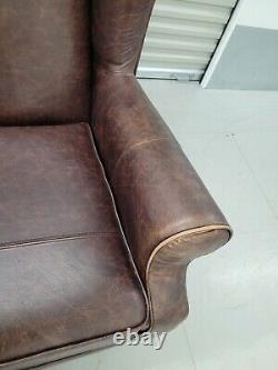 Hsl'glenmore' Distressed Brown Leather Wingback Chair Wing Back, Fireside