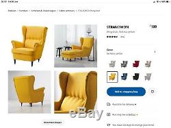 Ikea Strandmon Chairs X 2 Plus 1 Foot Stool Wing Back Fire Side Chairs Armchairs