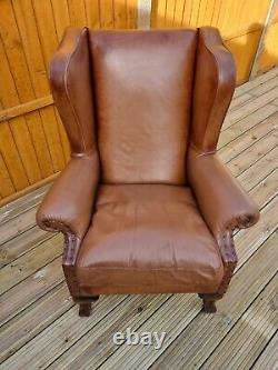 John Lewis Tetrad Compton Arm Chair Leather Wing Back Fireside