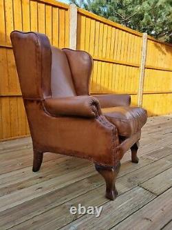 John Lewis Tetrad Compton Arm Chair Leather Wing Back Fireside