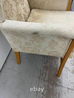 Jubilee High Back Wing chair, Fireside chair Wooden Arm FLORAL PRINT CHAIR CREAM